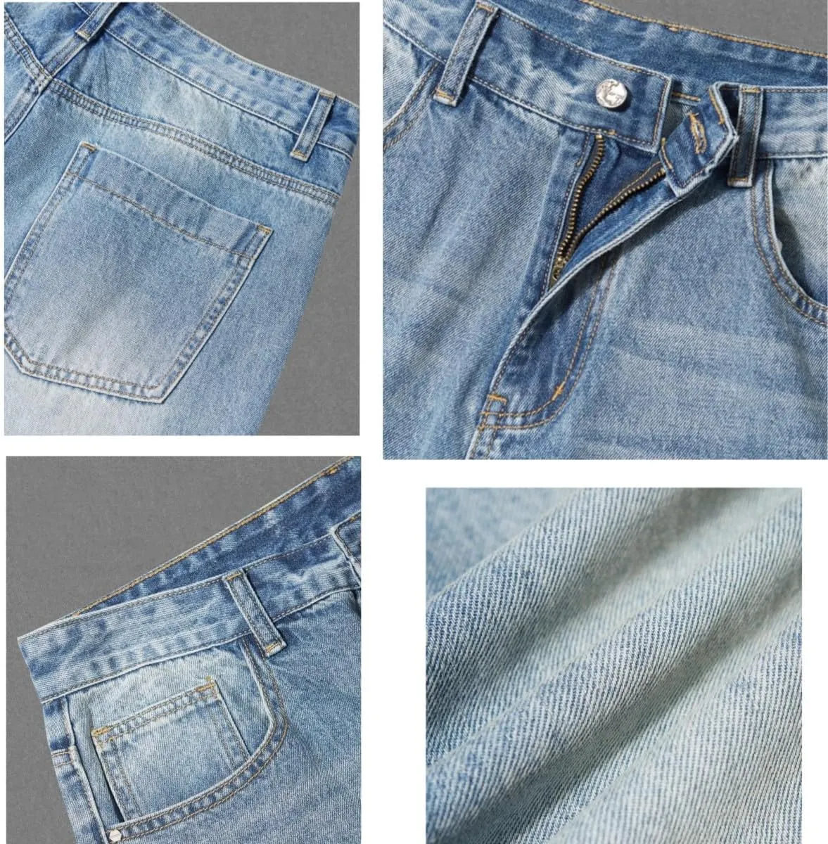 Men's Baggy Jeans Y2k Hip Hop Skater Jeans Vintage Dance Skateboard Pants Loose Fit Denim Jeans