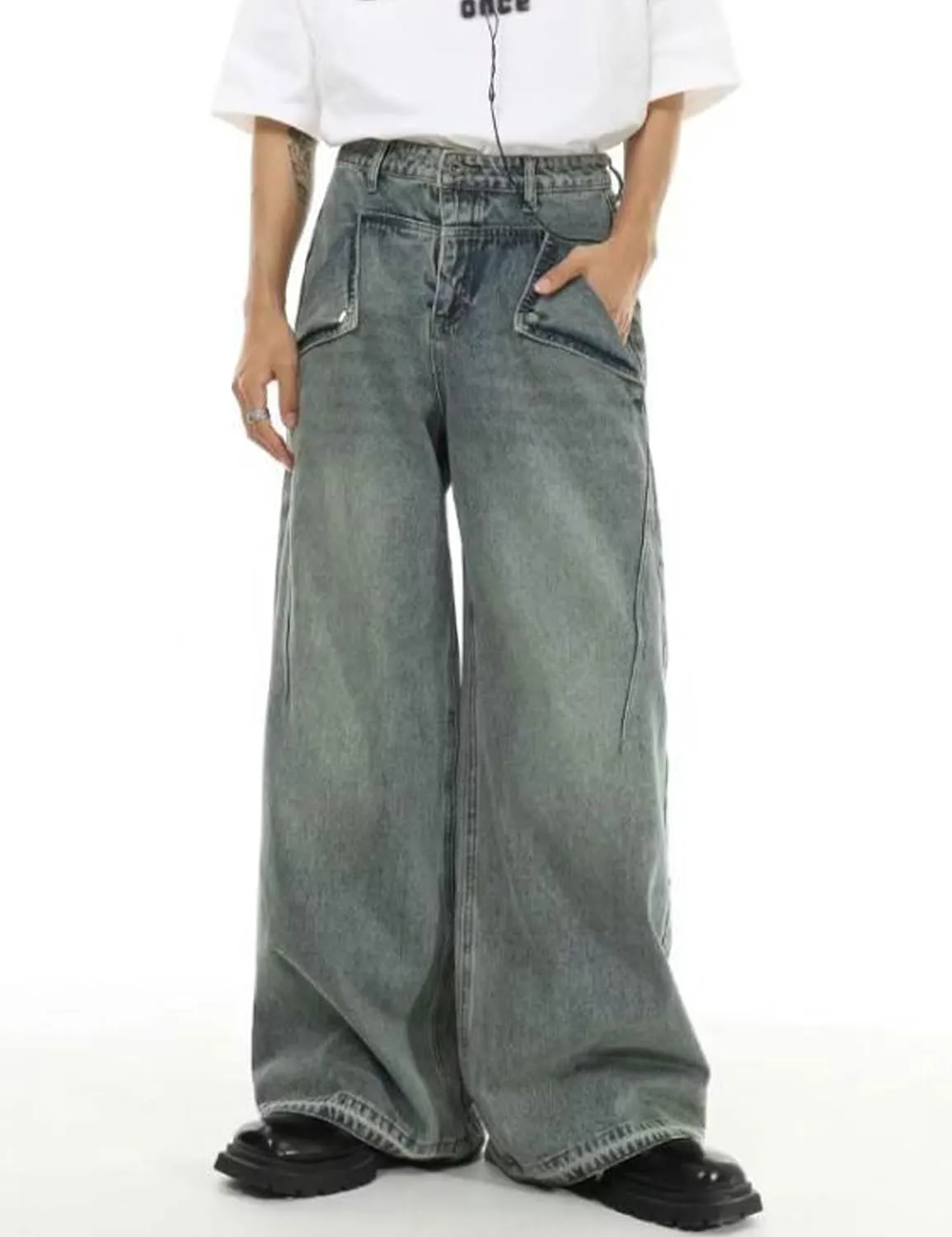 Men's Baggy Jeans Y2k Vintage Denim Pants Hip Hop Skater Jeans Skateboard Denim Pants Streetwear Pants