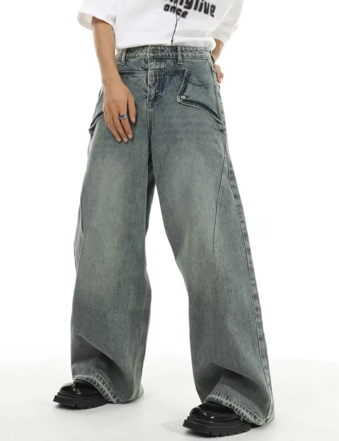 Men's Baggy Jeans Y2k Vintage Denim Pants Hip Hop Skater Jeans Skateboard Denim Pants Streetwear Pants