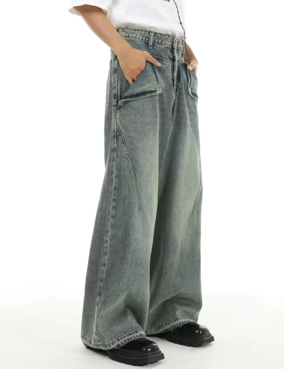Men's Baggy Jeans Y2k Vintage Denim Pants Hip Hop Skater Jeans Skateboard Denim Pants Streetwear Pants