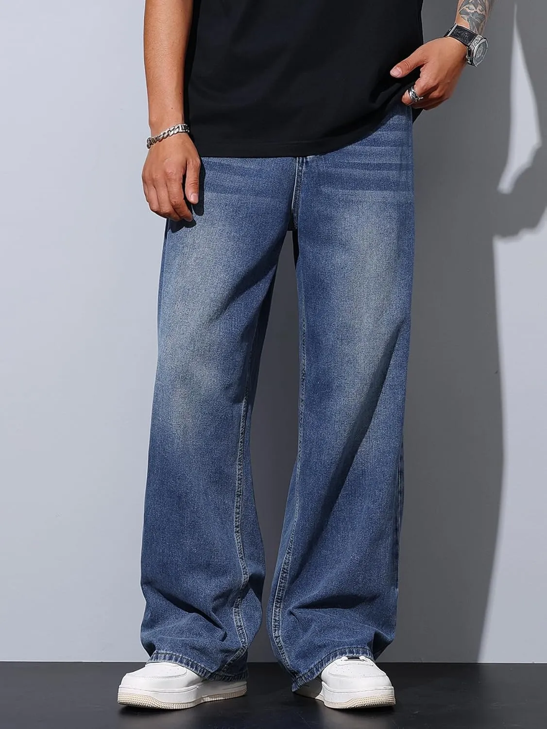 Men's Baggy Jeans Y2K Vintage Wide Leg Denim Pants Hip Hop Extra Loose Skater Jeans Streetwear