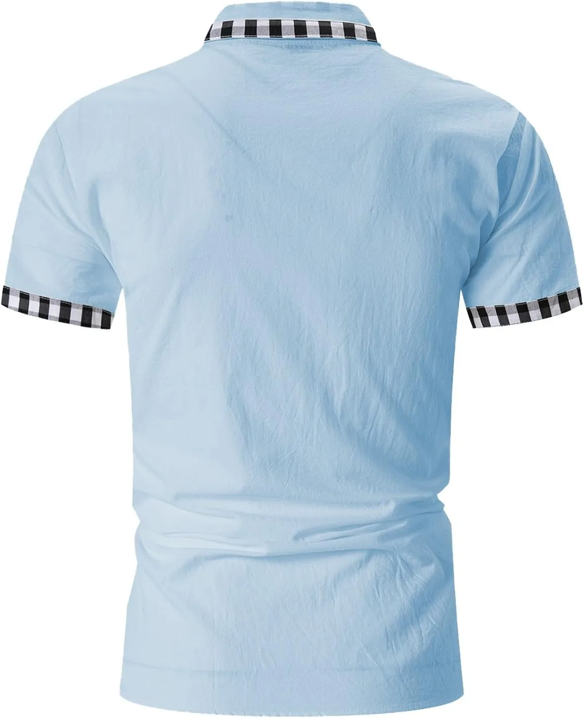 Men's Beach Casual Shirts Fashion Patchwork Button Down Slim Fit Muscle Shirts Lapel Short Sleeved Shirt with Pocket