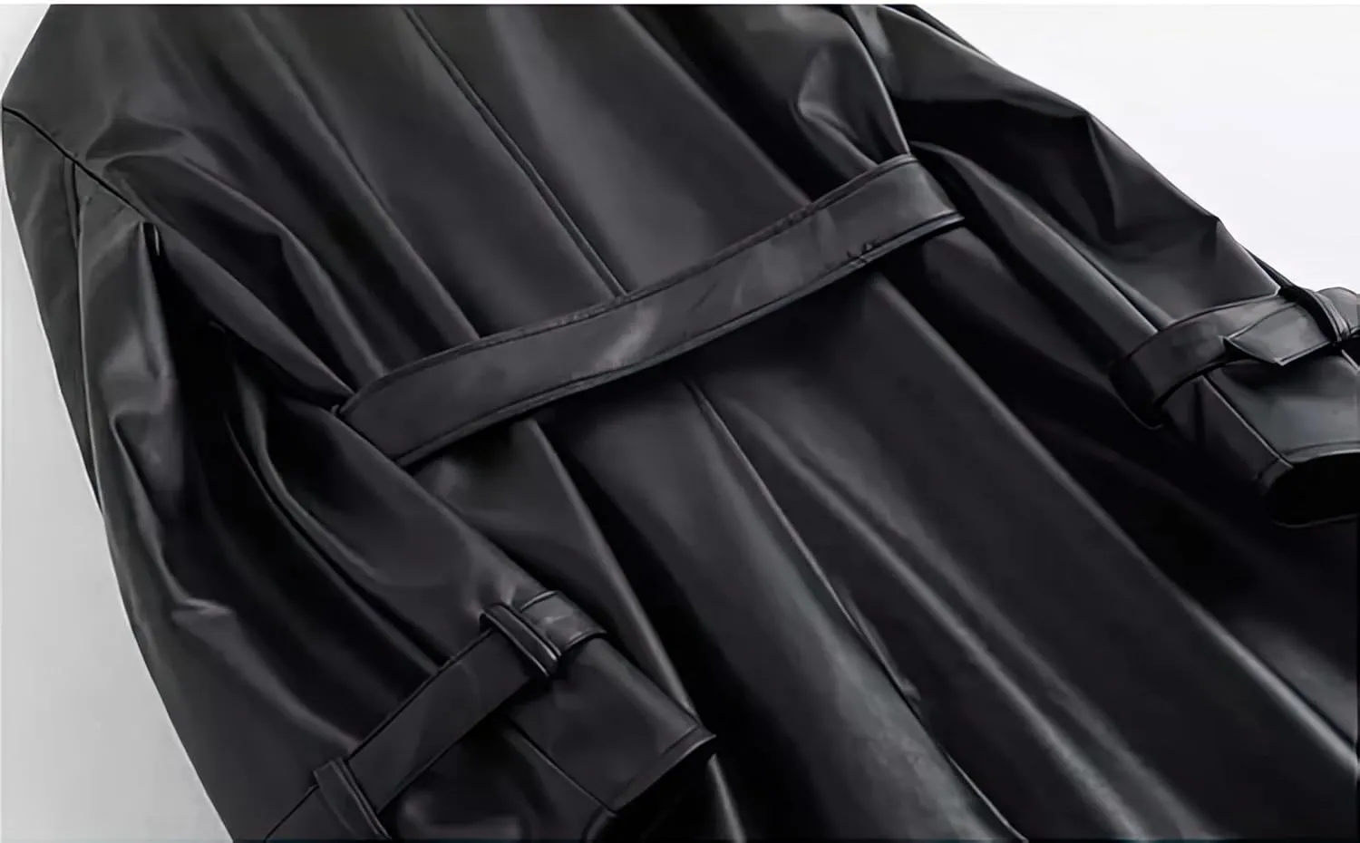 Men's Black Genuine Sheepskin Leather Double Breasted Belted Trench Coat - Winter Fashionable Aviator Long Coat For Men