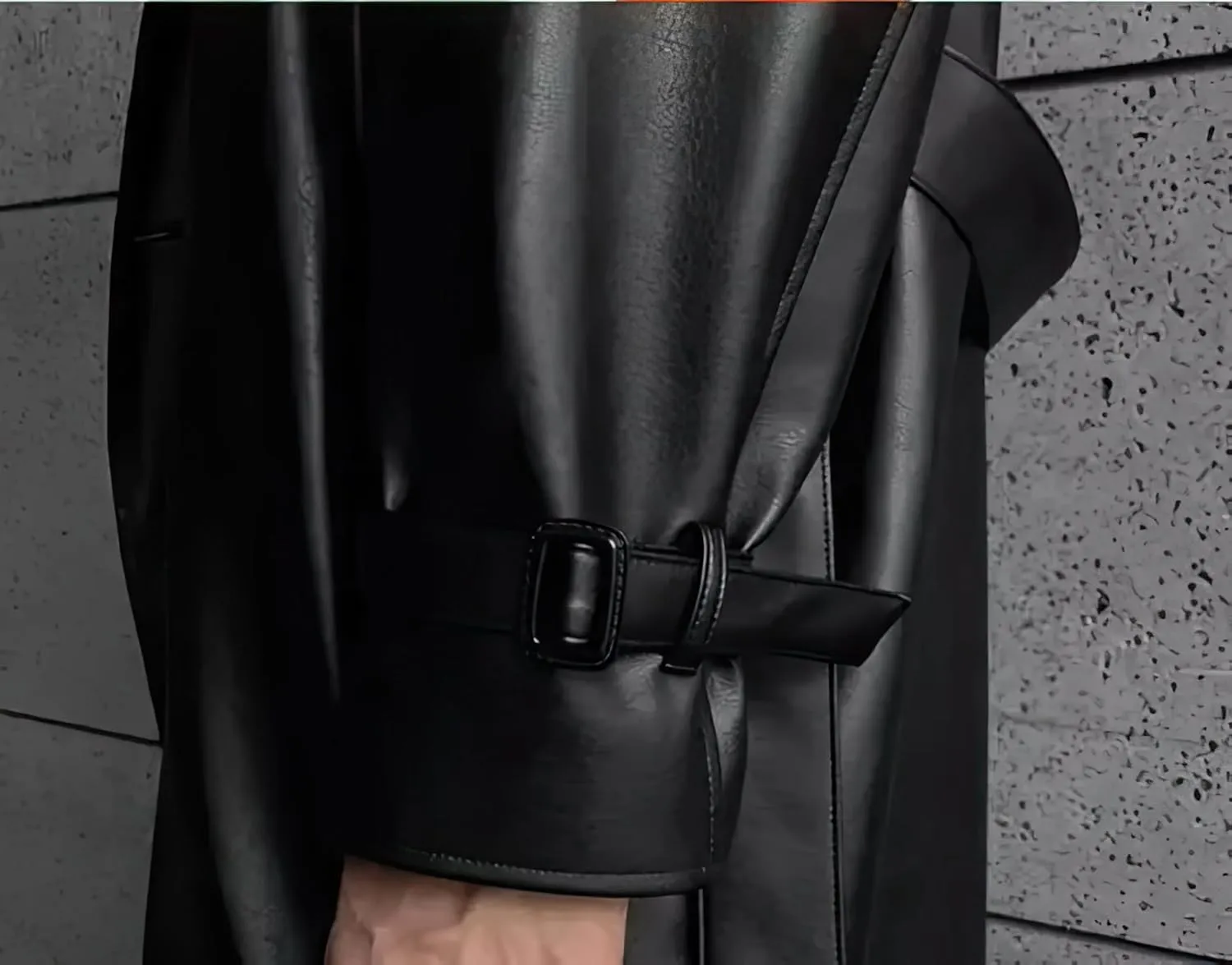 Men's Black Genuine Sheepskin Leather Double Breasted Belted Trench Coat - Winter Fashionable Aviator Long Coat For Men