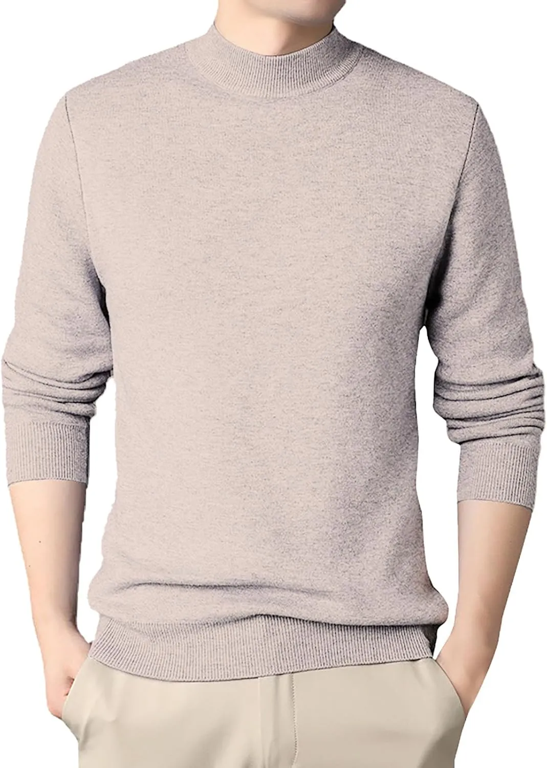 Men's Crewneck Sweater Sherpa Lined Sweatshirts Slim Fit Long Sleeve Underwear Fleece Winter Thermal Pullover Coats