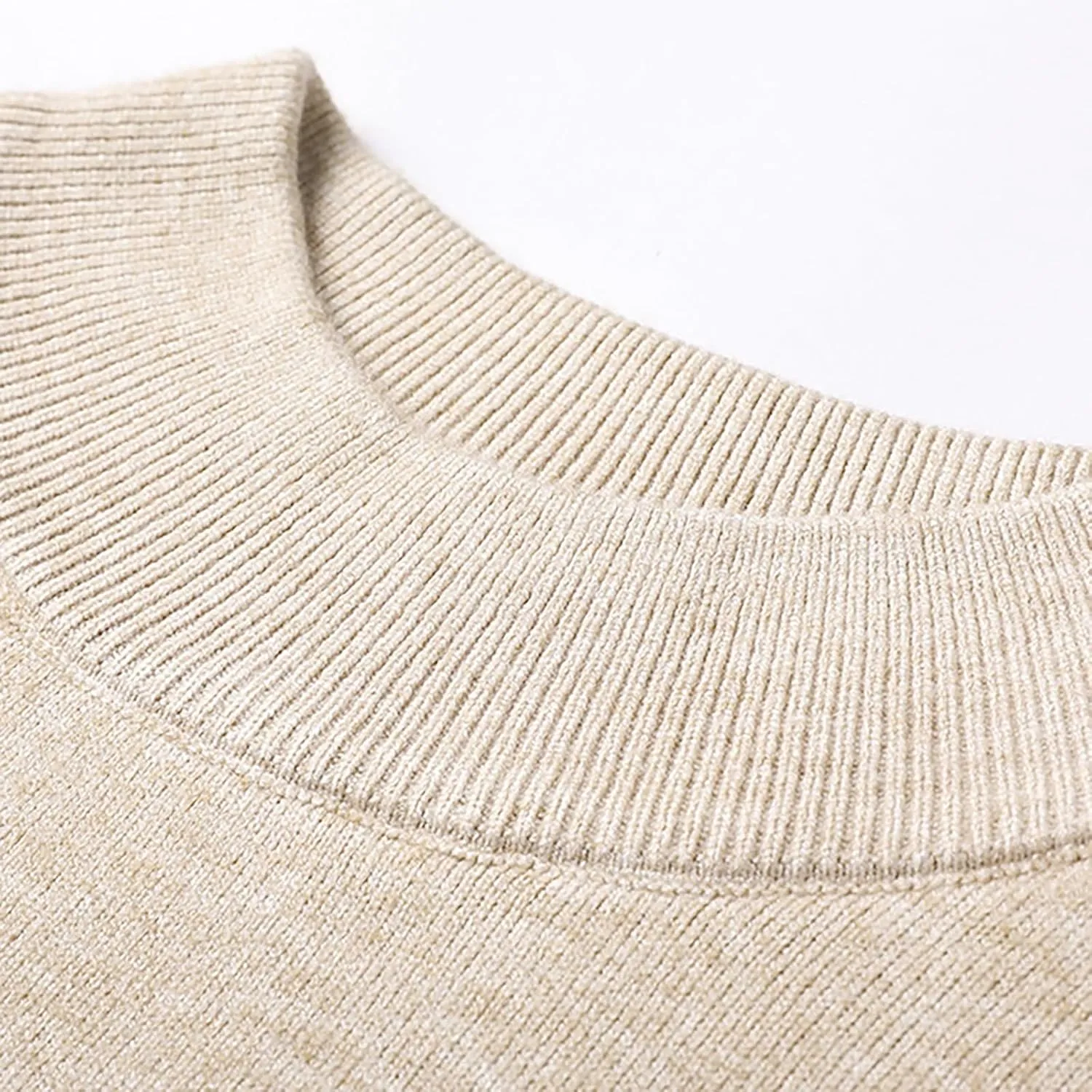 Men's Crewneck Sweater Sherpa Lined Sweatshirts Slim Fit Long Sleeve Underwear Fleece Winter Thermal Pullover Coats