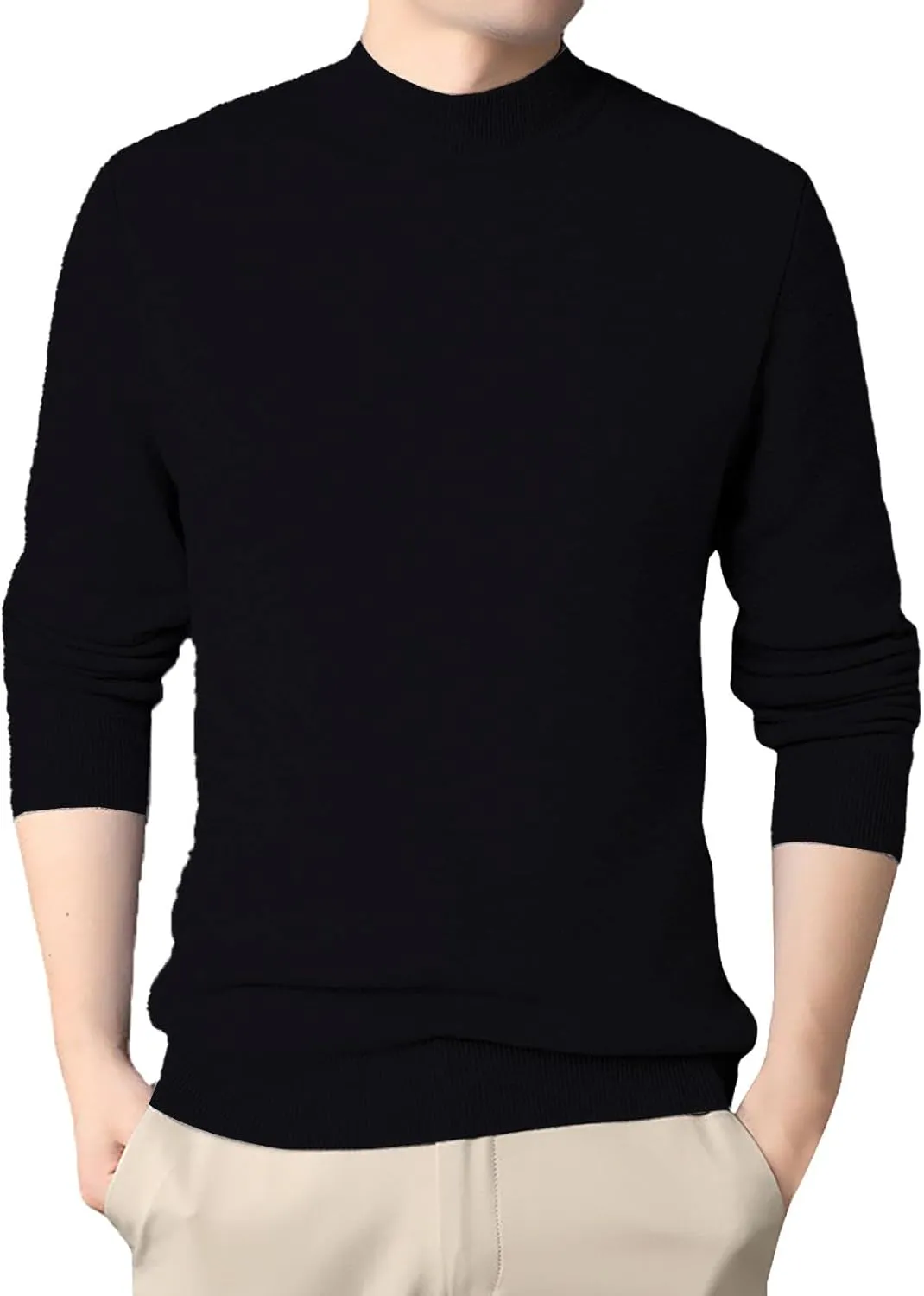 Men's Crewneck Sweater Sherpa Lined Sweatshirts Slim Fit Long Sleeve Underwear Fleece Winter Thermal Pullover Coats