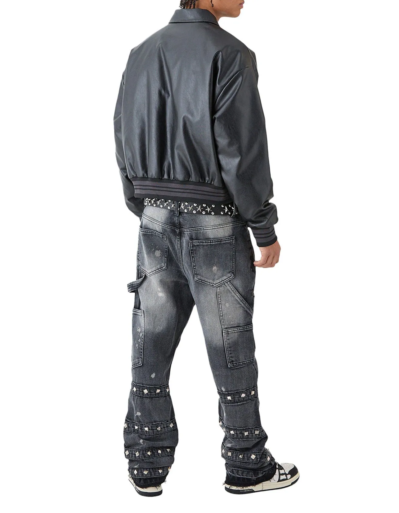 Men's Distressed Patchwork Denim Jeans