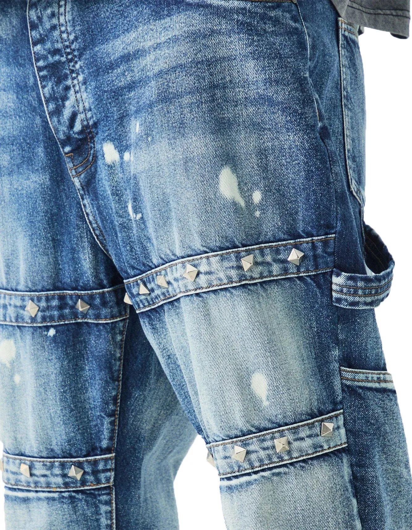 Men's Distressed Patchwork Denim Jeans