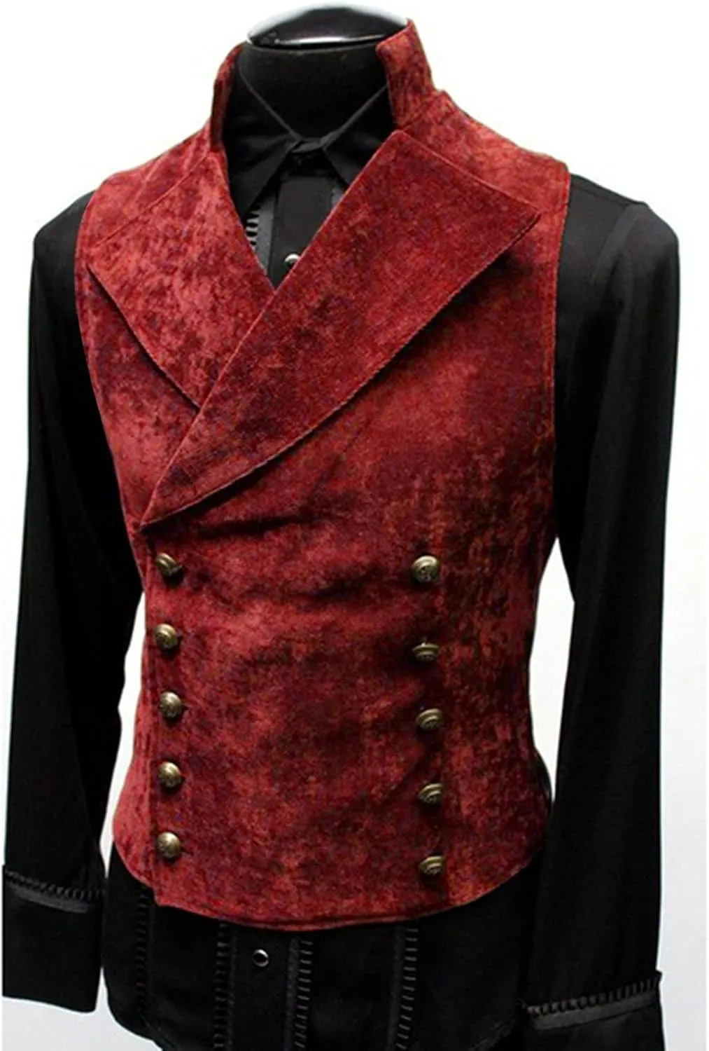 Men's Faux Suede Leather Vest Slim Fit Vintage Gothic Steampunk Waistcoat Casual Classic Sleeveless Jackets Party Retro Vest
