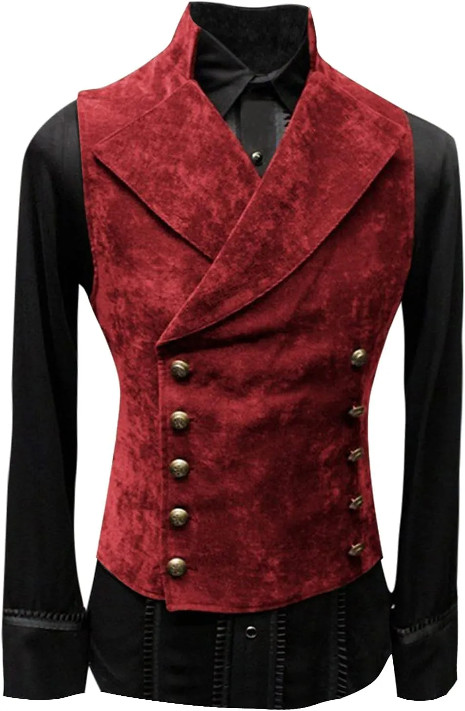 Men's Faux Suede Leather Vest Slim Fit Vintage Gothic Steampunk Waistcoat Casual Classic Sleeveless Jackets Party Retro Vest