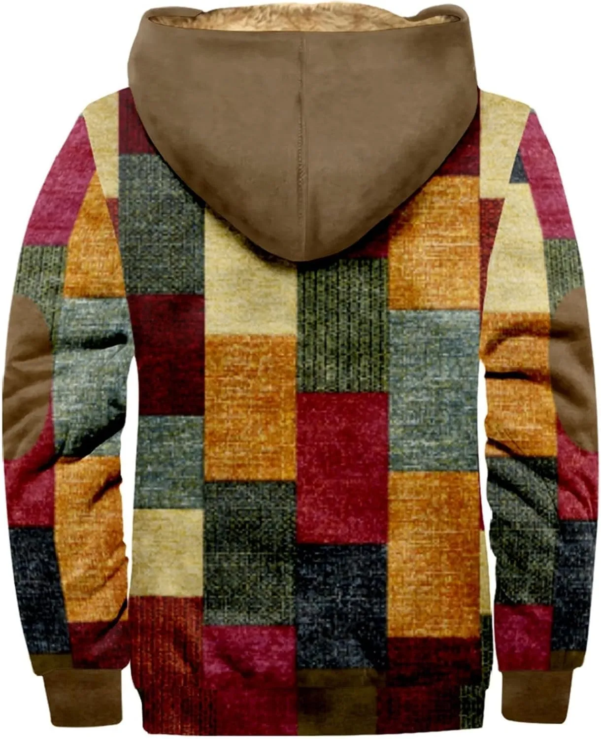 Mens Fleece Jacket Fuzzy Sherpa Jacket Western Aztec Print Vintage Sweatshirts Winter Warm Ethnic Casual Sweater Coat