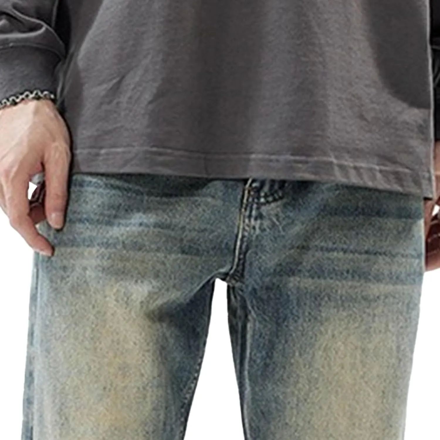 Men's Hip Hop Skateboard Jeans Streetwear Vintage Loose Fit Denim Pants Wide Leg Baggy Jeans