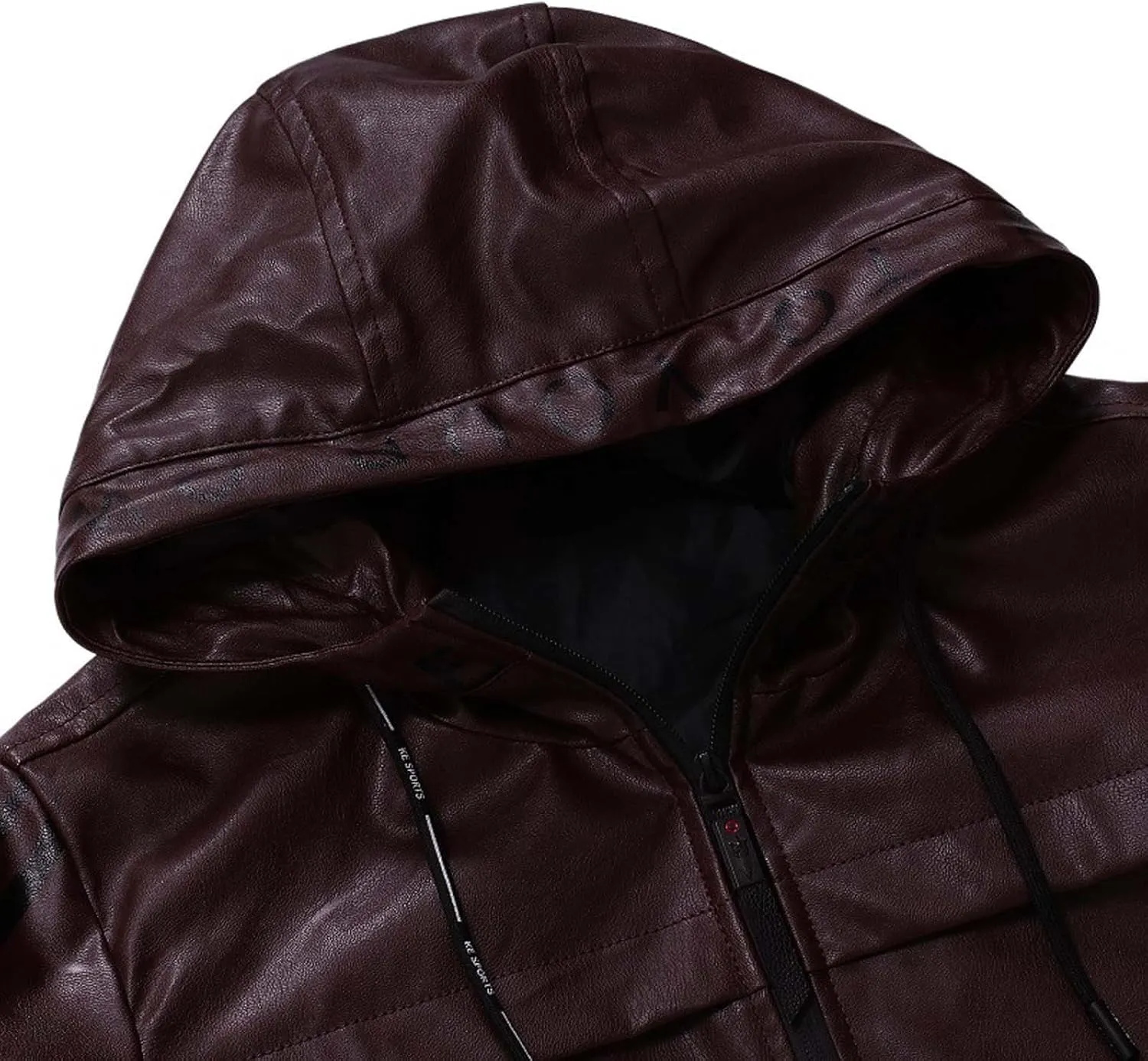 Men's Hooded Military Jackets Faux Leather Lined Aviator Bomber Jacket Hoodie Leather Coat Zipper Windbreaker