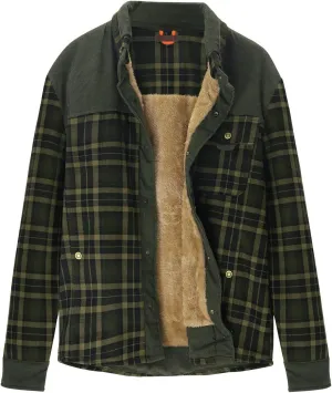Men's Plaid Shirt Casual Flannel Jacket Lapel Button Down Pocket Long Sleeve Shirt Patchwork Jacket Thickened ​Coat