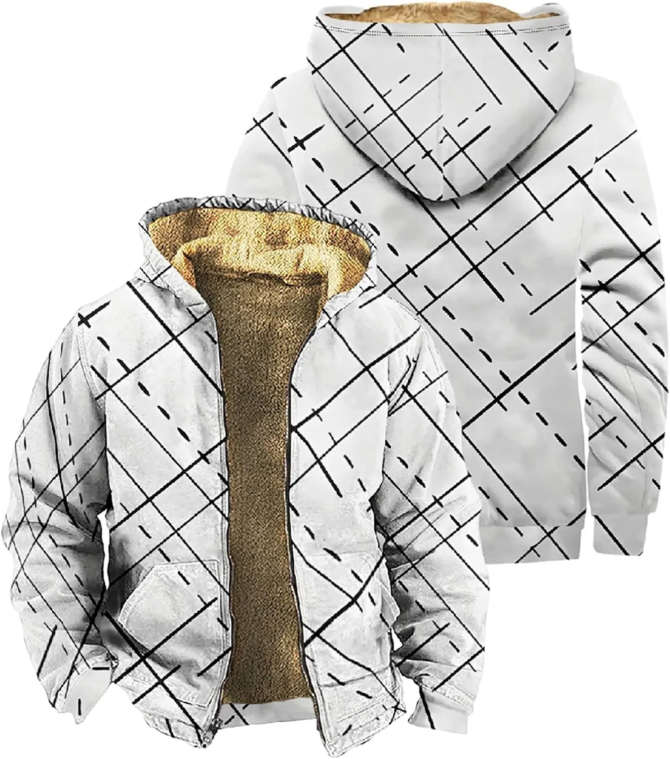 Men's Sherpa Lined Shirt Cotton Flannel Jacket Plaid Full Zip Jacket Coat Plus Size Big&Tall Coat with Pocket XS-4XL