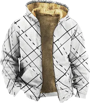 Men's Sherpa Lined Shirt Cotton Flannel Jacket Plaid Full Zip Jacket Coat Plus Size Big&Tall Coat with Pocket XS-4XL