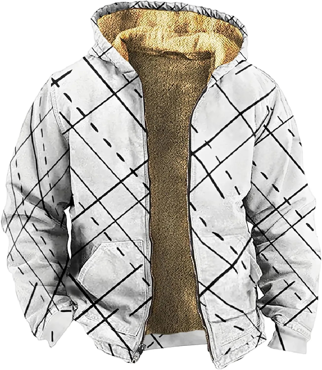 Men's Sherpa Lined Shirt Cotton Flannel Jacket Plaid Full Zip Jacket Coat Plus Size Big&Tall Coat with Pocket XS-4XL