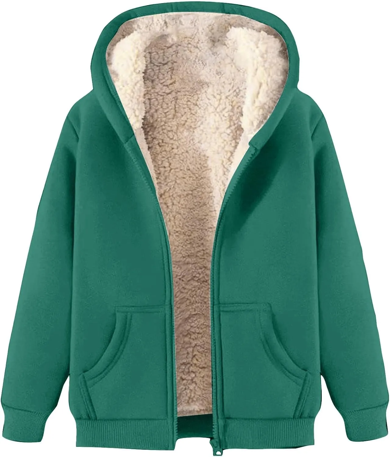 Men's Sherpa Zip Up Warm Hoodies Fleece Lined Jacket with Hood Sweatshirt Fall Winter Zipper Sweater Hooded Coats