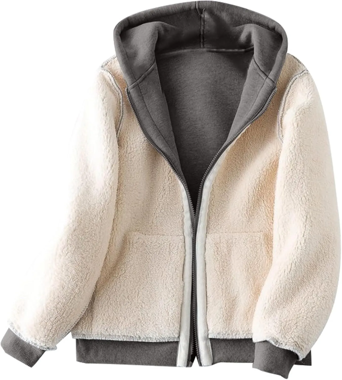 Men's Sherpa Zip Up Warm Hoodies Fleece Lined Jacket with Hood Sweatshirt Fall Winter Zipper Sweater Hooded Coats