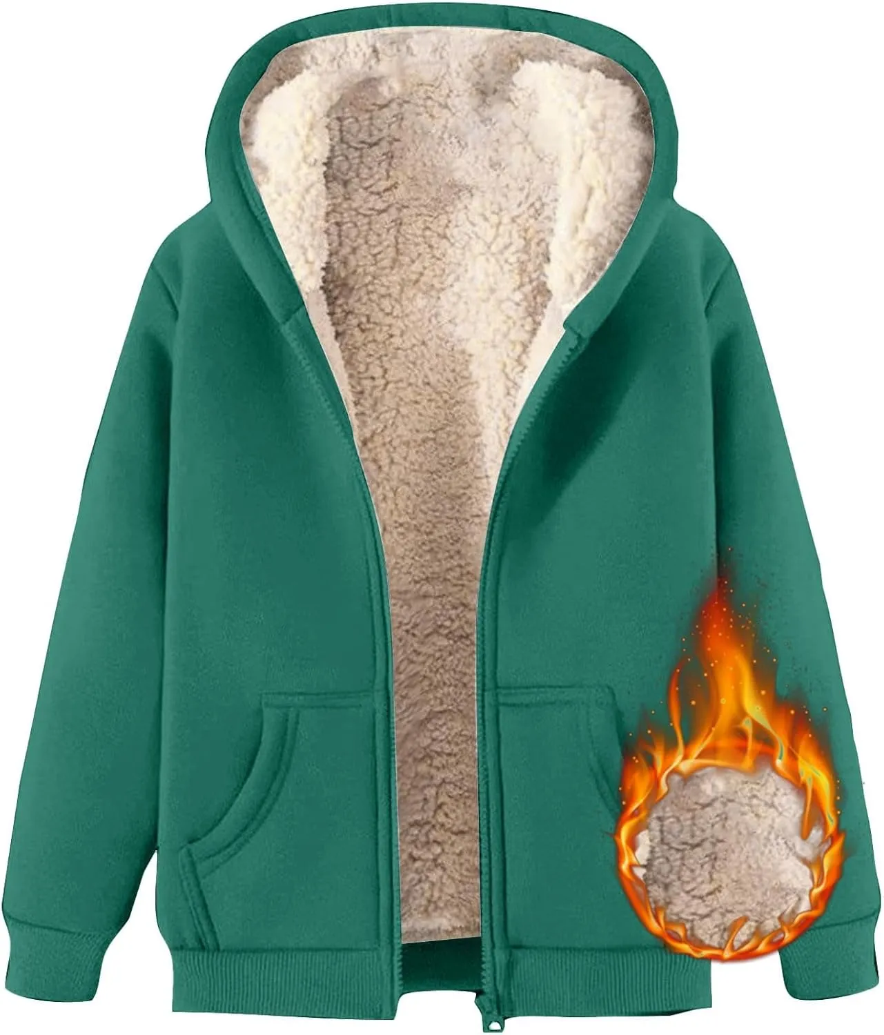 Men's Sherpa Zip Up Warm Hoodies Fleece Lined Jacket with Hood Sweatshirt Fall Winter Zipper Sweater Hooded Coats