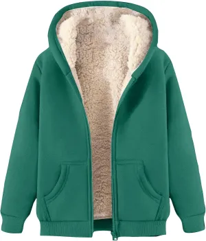 Men's Sherpa Zip Up Warm Hoodies Fleece Lined Jacket with Hood Sweatshirt Fall Winter Zipper Sweater Hooded Coats