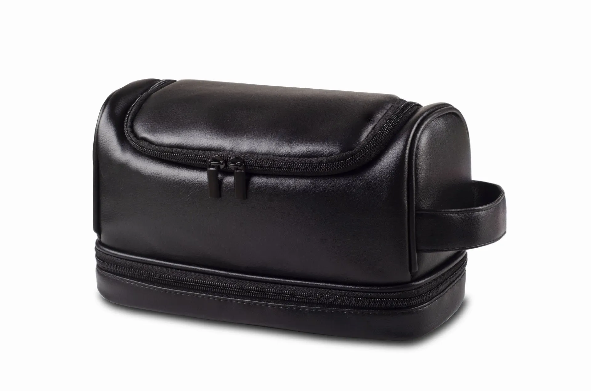 Men's Simplicity Leather Cosmetics Storage Convenient Neutral Wash With Hook Cosmetic Bags