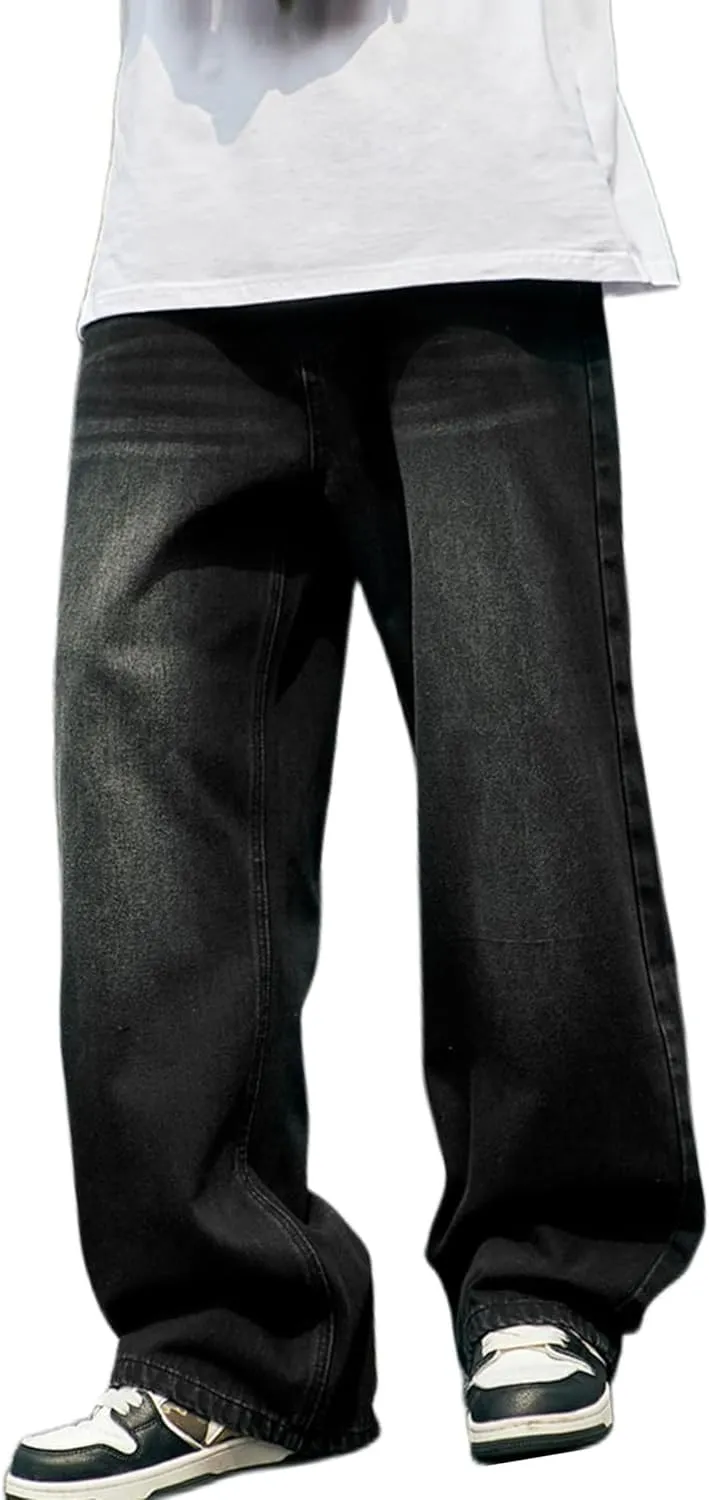 Mens Straight Leg Jeans Y2k Baggy Skater Jeans Joggers Vintage Denim Pants for Men