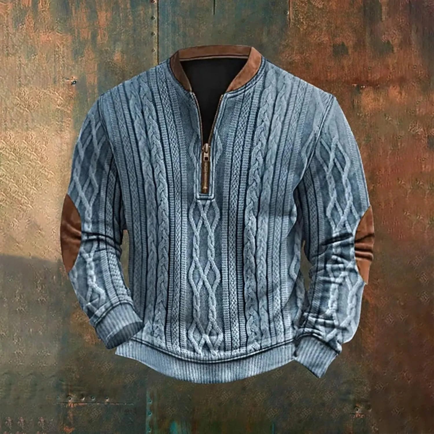 Men's Sweatshirts Quarter Zip Stand Collar 3D Pattern Sweater Casual Long Sleeve Funny Outdoor Knit Print Pullovers