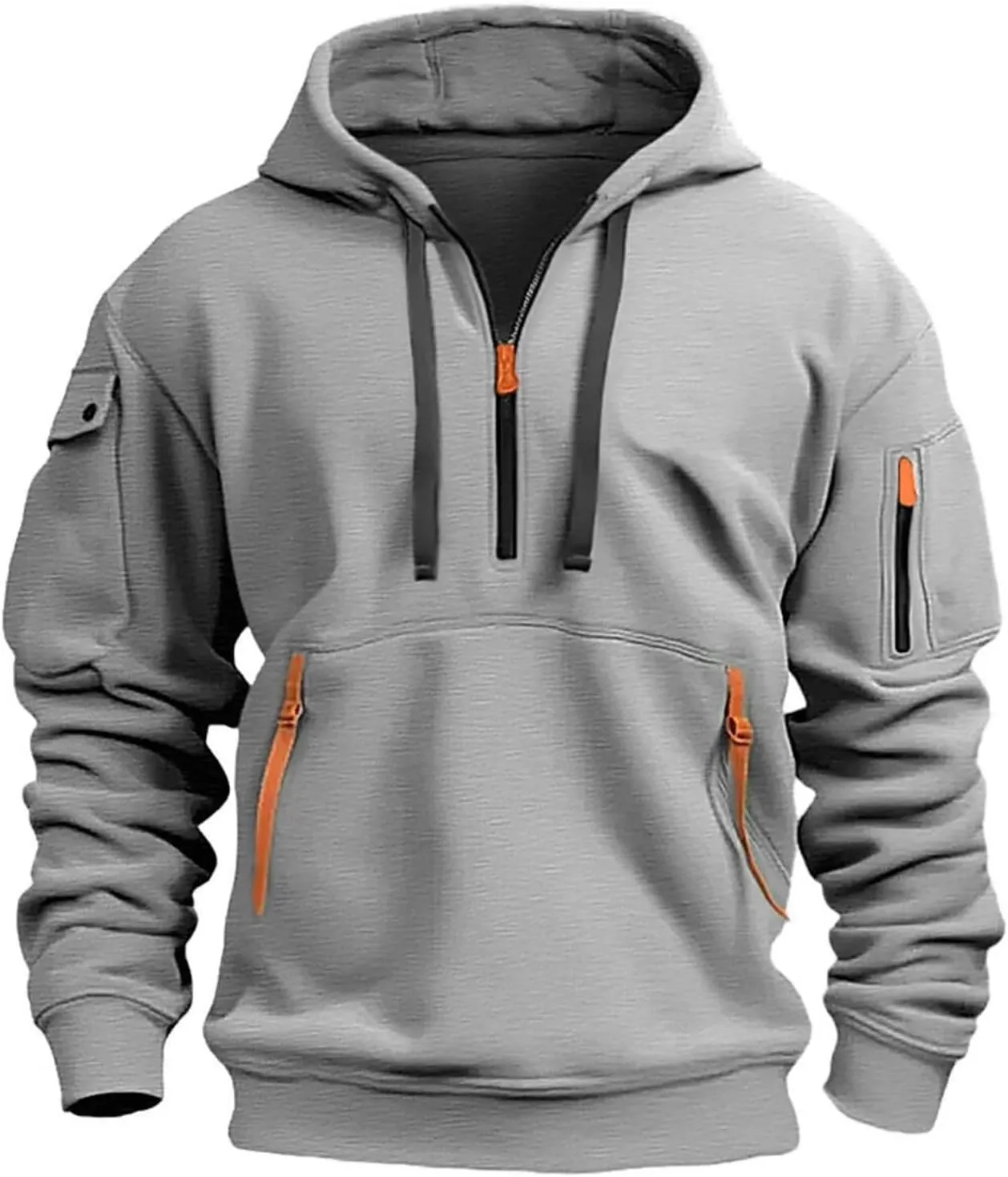 Mens Tactical Hoodies Quarter Zip Pullover Vintage Long Sleeve Hoodie Casual Fashion Military Sweatshirt with Pockets