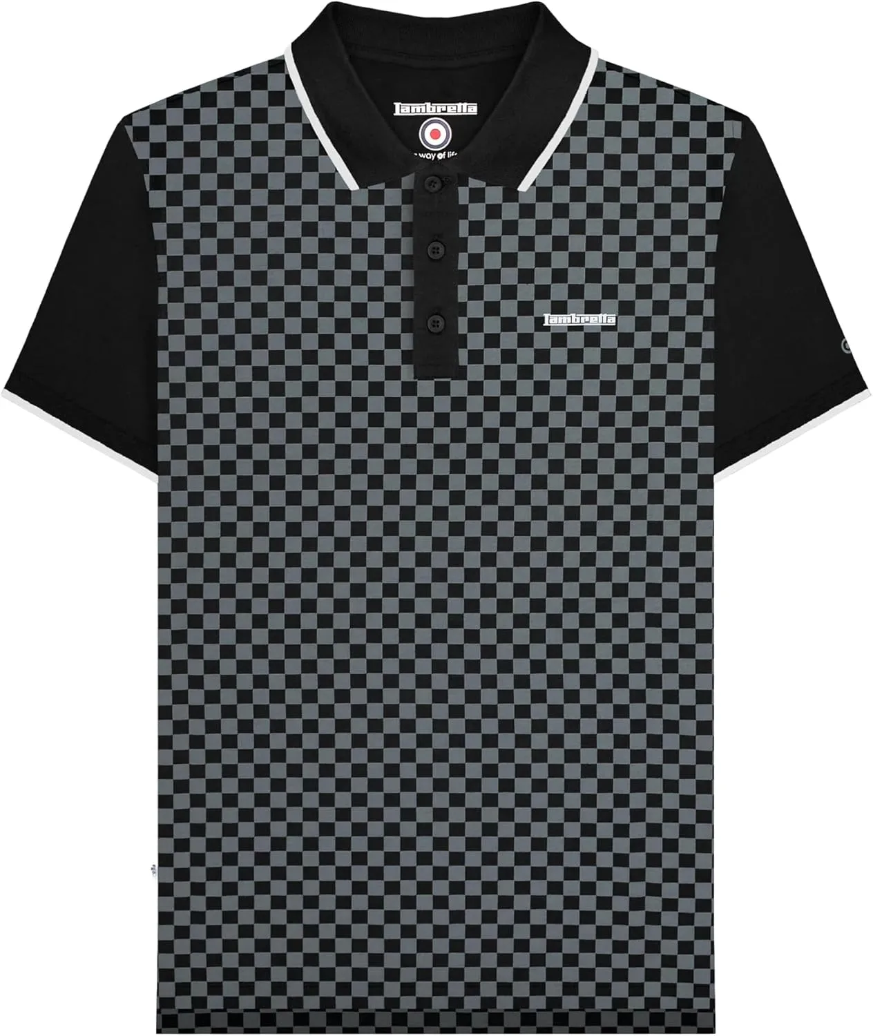 Mens Two Tone All Over Print Short Sleeve Cotton Polo Shirt Top