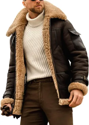 Men'S Vintage Suede Jacket Plush Collar Coats Faux Leather Jacket Men Zip Up Motorcycle Jacket Coats Retro Tops