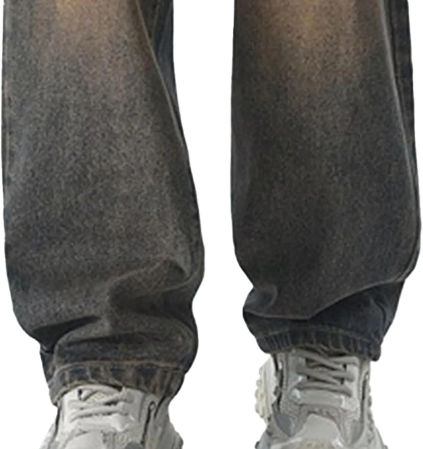 Mens Wide Leg Stylish Skater Jeans Casual Loose Fit Denim Pants Vintage Streetwear Hip Hop Jeggings