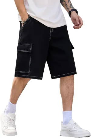 Mens Womens Baggy Jean Shorts Wide Leg Denim Casual Fashion Summer Cargo Shorts