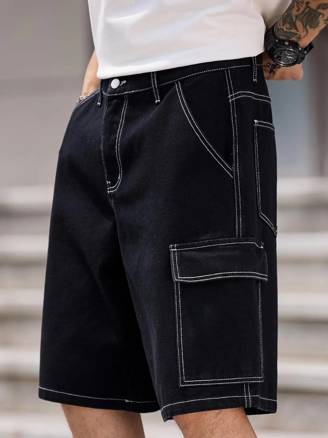 Mens Womens Baggy Jean Shorts Wide Leg Denim Casual Fashion Summer Cargo Shorts