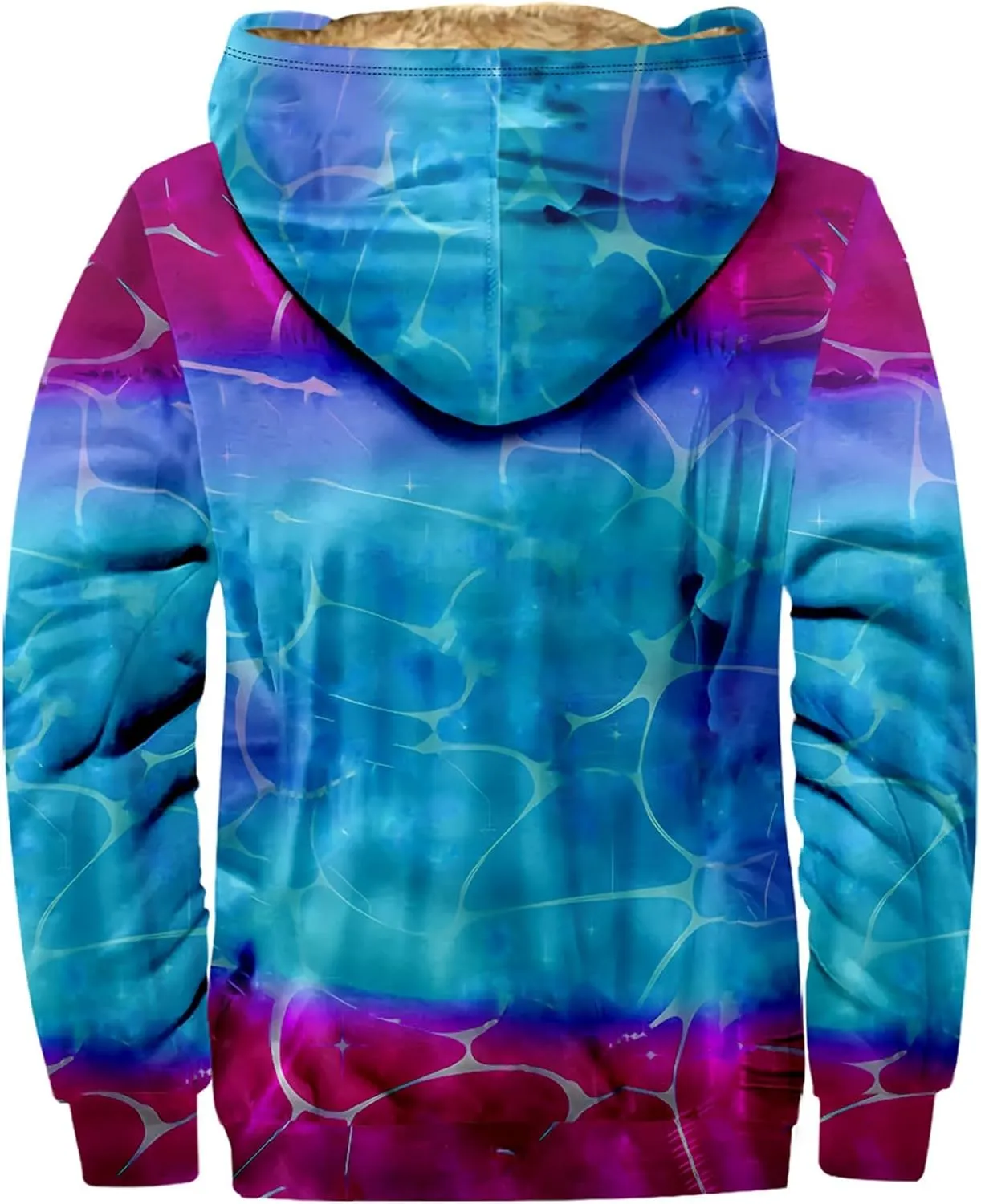 Men's Zip Up Hoodie Heavyweight Sweatshirt Fleece Sherpa Lined Warm Jacket Gradient Color Big&Tall Plus Size Clothes