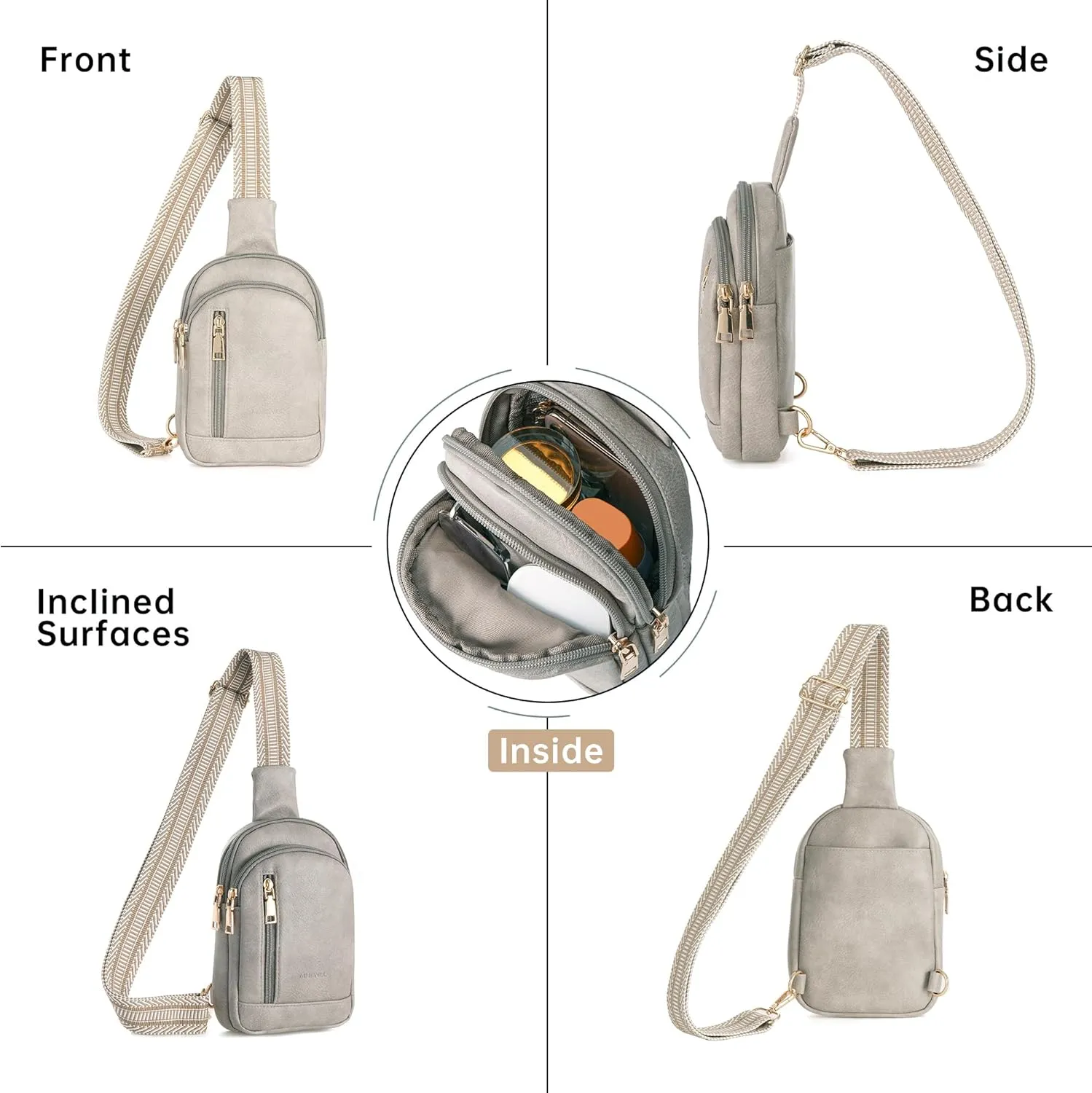 MHCNLL Small Sling Bag RFID Crossbody Purse for Women - Anti Theft Fanny Pack Chest Bag for Travel
