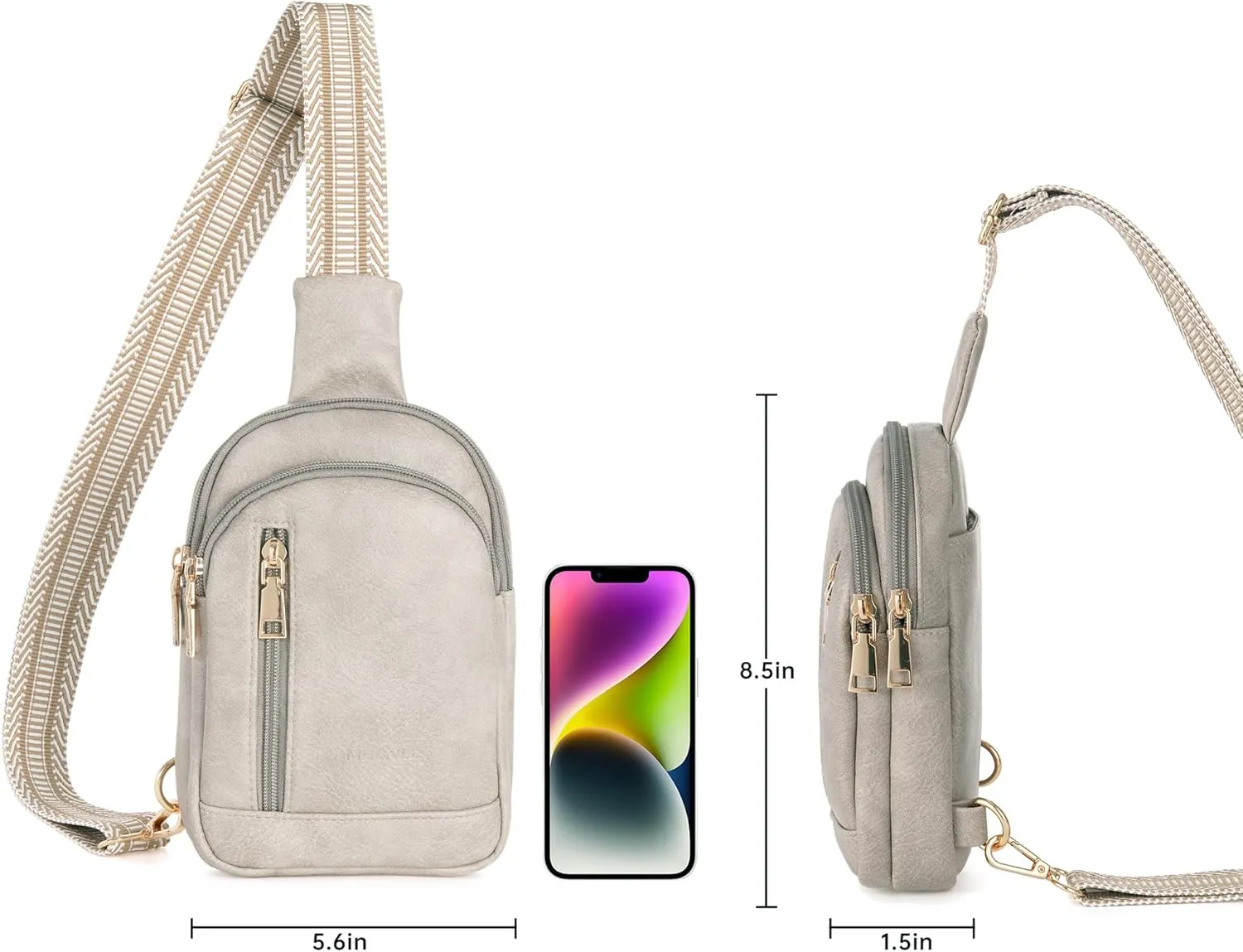 MHCNLL Small Sling Bag RFID Crossbody Purse for Women - Anti Theft Fanny Pack Chest Bag for Travel