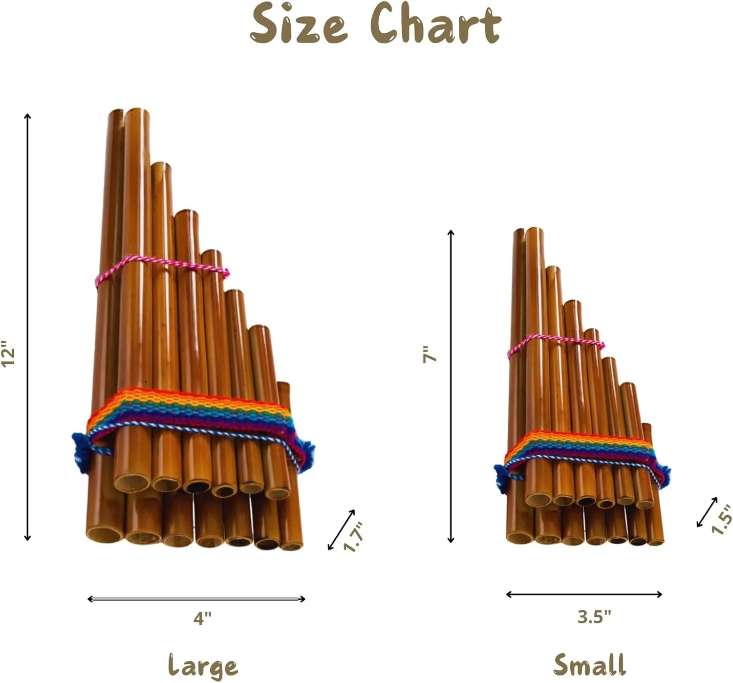 Mia Jewel Shop - Flute Instrument Pan Flute, Native Instruments Musical Instruments for Adults | Bamboo Flute Wooden Flute, Flauta de Pan Flautas Musicales, 2 Sizes - Small