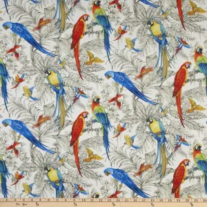 Michael Miller Exotica Fanciful Birds Fabric, White
