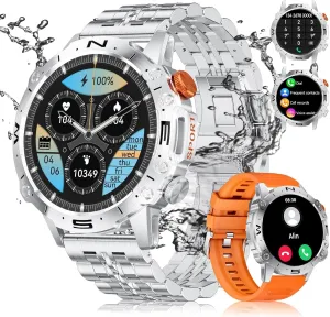 Military Smart Watch for Men(Answer/Dial Calls),1.43" AMOLED Always-on Display,Fitness Tracker 126 Sports Modes/IP68/Heart Rate/Sleep/SpO2/Blood Pressure,Tactical Outdoor Rugged Smartwatch iOS Android