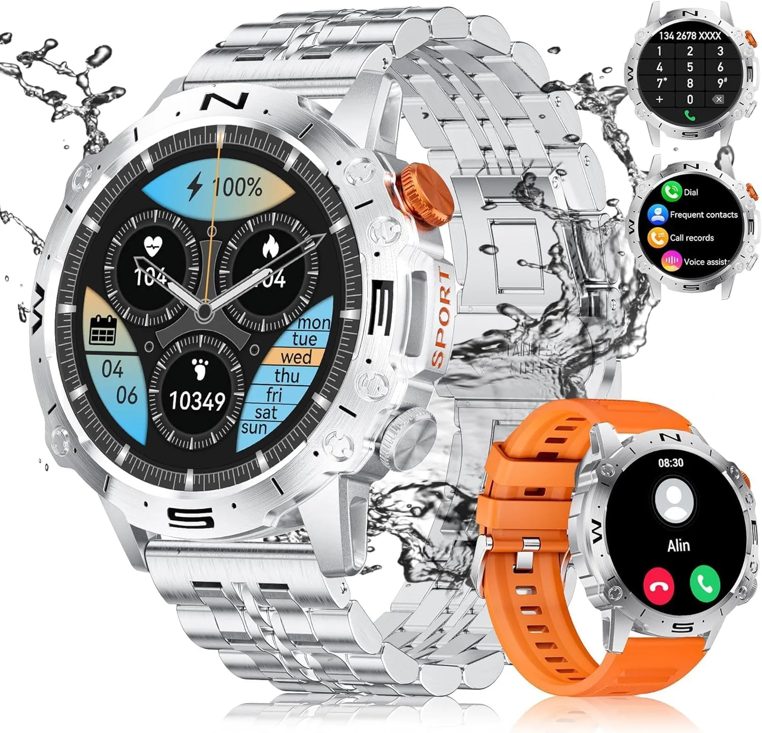 Military Smart Watch for Men(Answer/Dial Calls),1.43" AMOLED Always-on Display,Fitness Tracker 126 Sports Modes/IP68/Heart Rate/Sleep/SpO2/Blood Pressure,Tactical Outdoor Rugged Smartwatch iOS Android