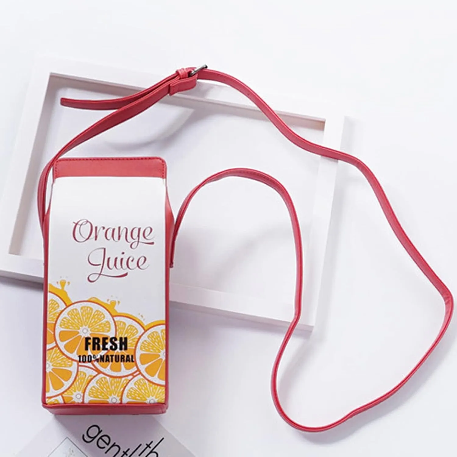 Milk Box Cross Body Shoulder Bag Phone Wallet for Women, Cute Fruits Banana Strawberry Fashion Casual Printed Purse