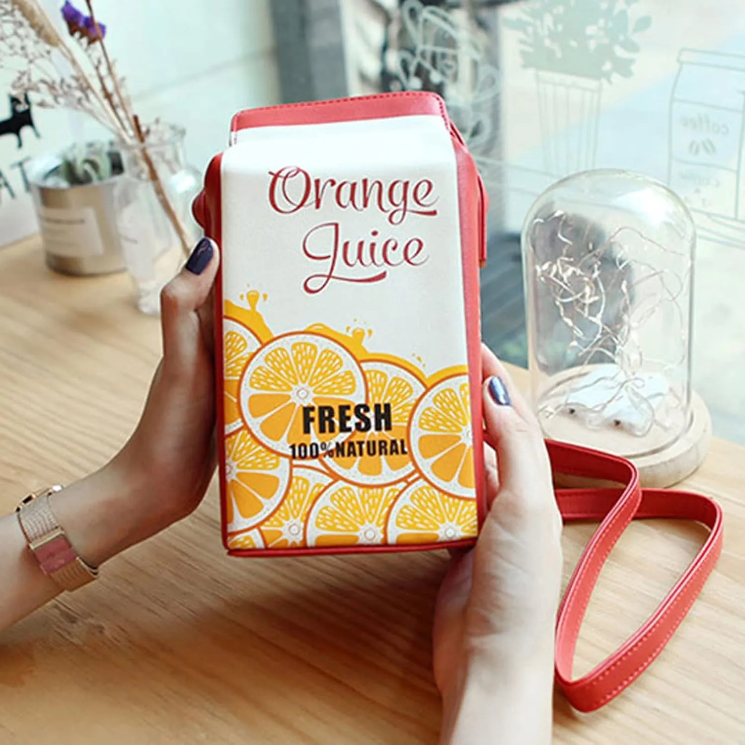 Milk Box Cross Body Shoulder Bag Phone Wallet for Women, Cute Fruits Banana Strawberry Fashion Casual Printed Purse