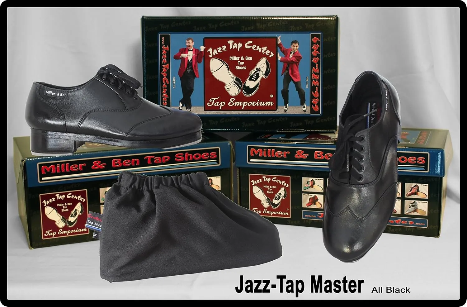 Miller & Ben Tap Shoes, Jazz-Tap Master, All Black Professional Tap Shoes