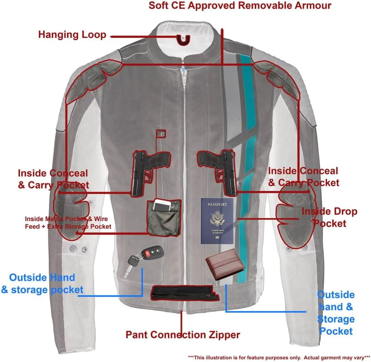 Milwaukee Leather Men's All Season Textile CE Armored Motorcycle Racer Jacket