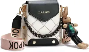 Mini Cute Leather Crossbody Bags for Women,Plaid Cell Phone Shoulder Purses for Women with Hand Carry