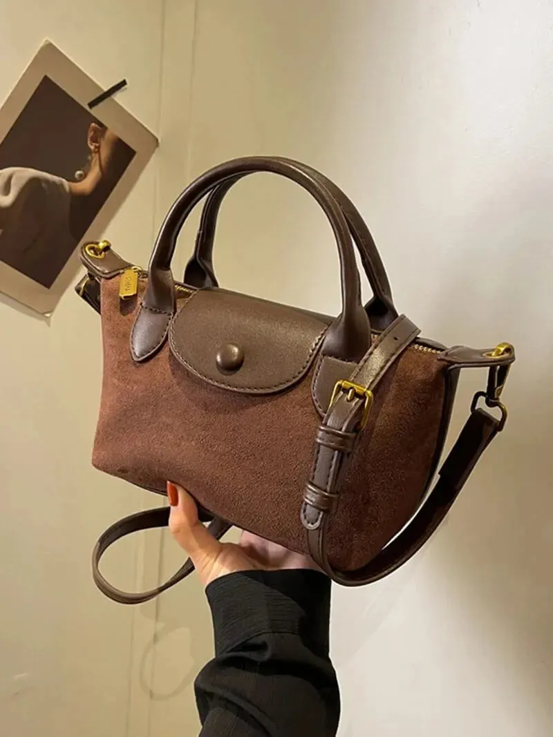Mini Suede and Faux Leather Handbag – Sophisticated and Versatile