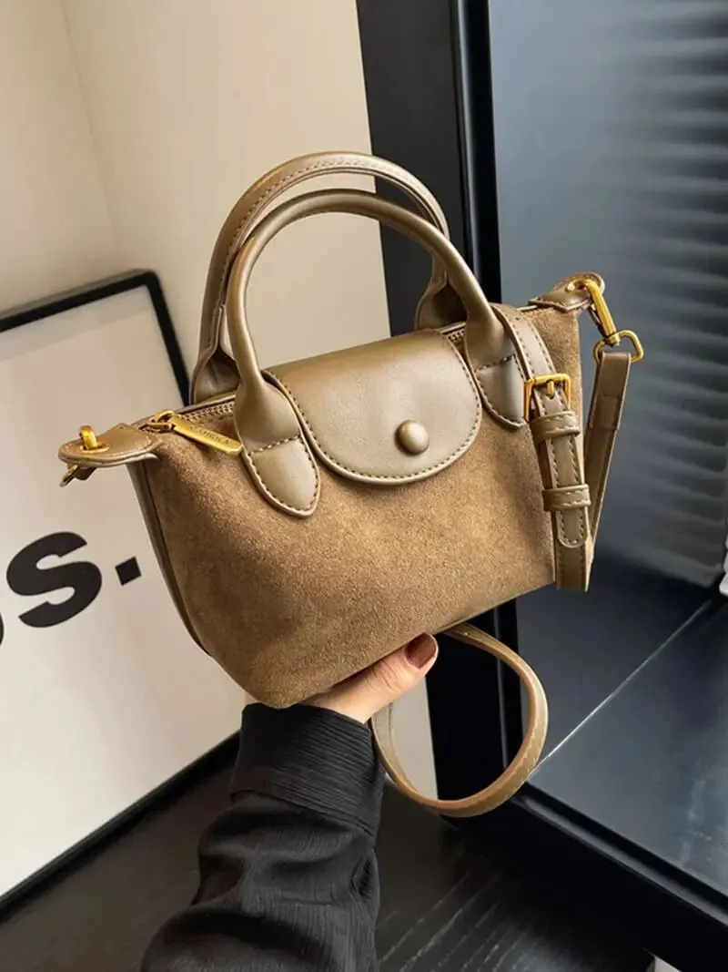 Mini Suede and Faux Leather Handbag – Sophisticated and Versatile
