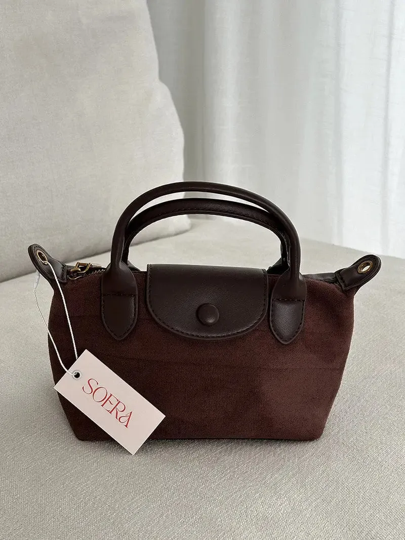 Mini Suede and Faux Leather Handbag – Sophisticated and Versatile